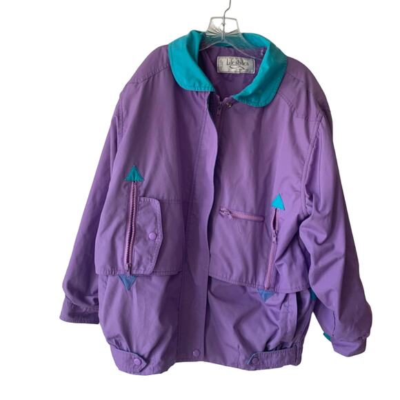 Vintage 90s Lifestyles Purple and Teal Grandma Jacket Size Medium - Picture 1 of 7